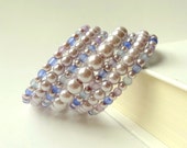 Pearl Bracelet Lavender Pearls Memory Wire Jewelry 7 Wraps - ReneeBrownsDesigns