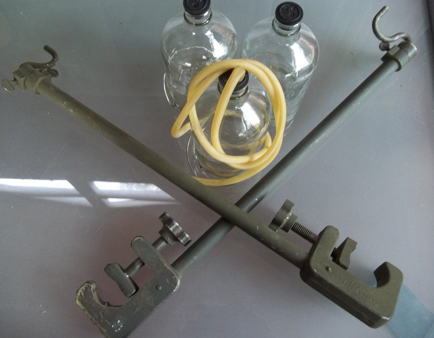 Vintage Glass IV Bottles and Poles for Military by VintageCoolETC