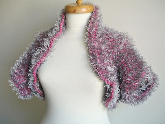 Shrug, Grey and Pink , Fall and Winter Collection, Chunky Knits,  Unique Design Shrug,  Cardigan, Jacket, OOAK