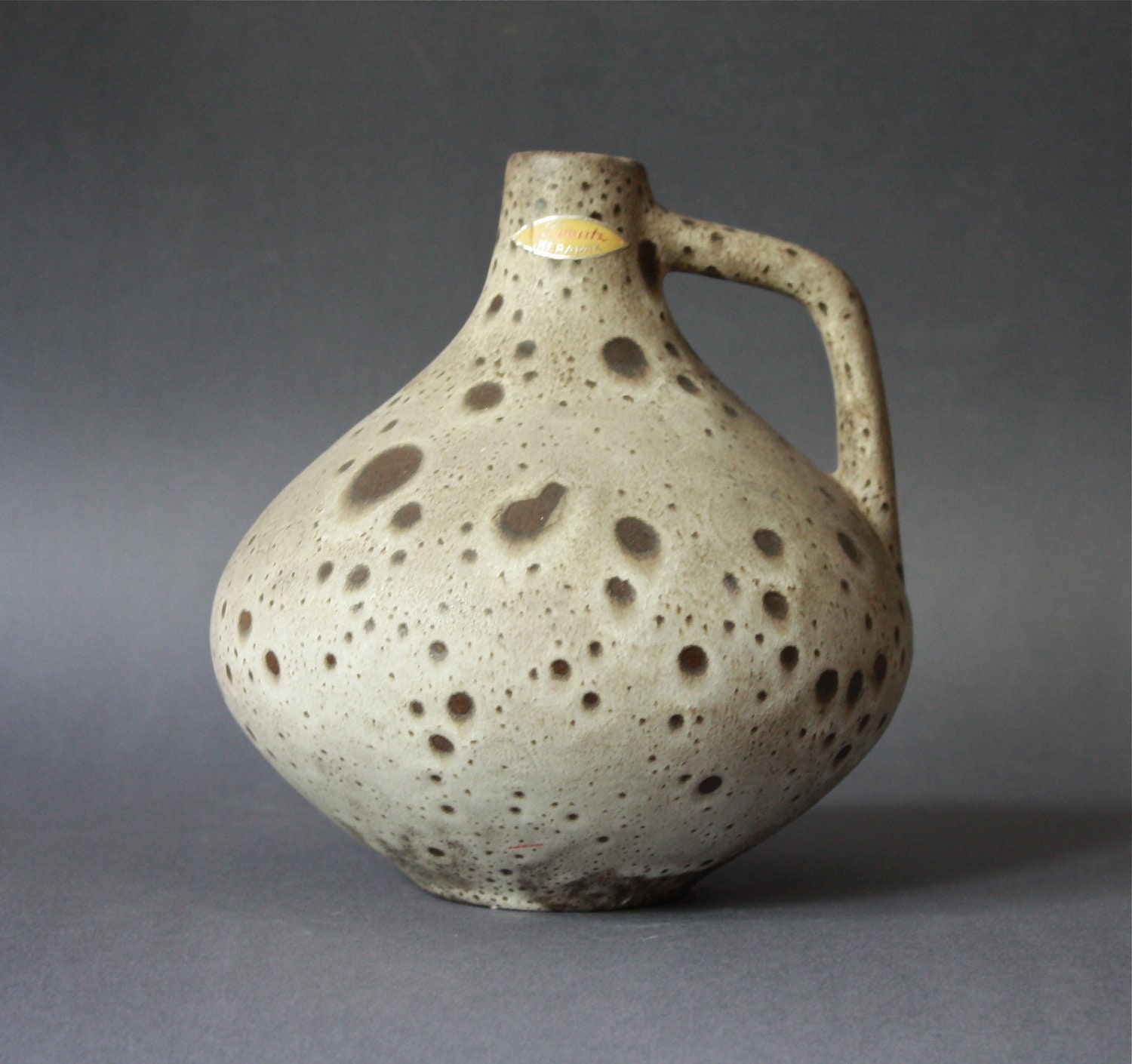 Vintage West German Pottery Handled Fat Lava Vase by Kreutz Keramik 203