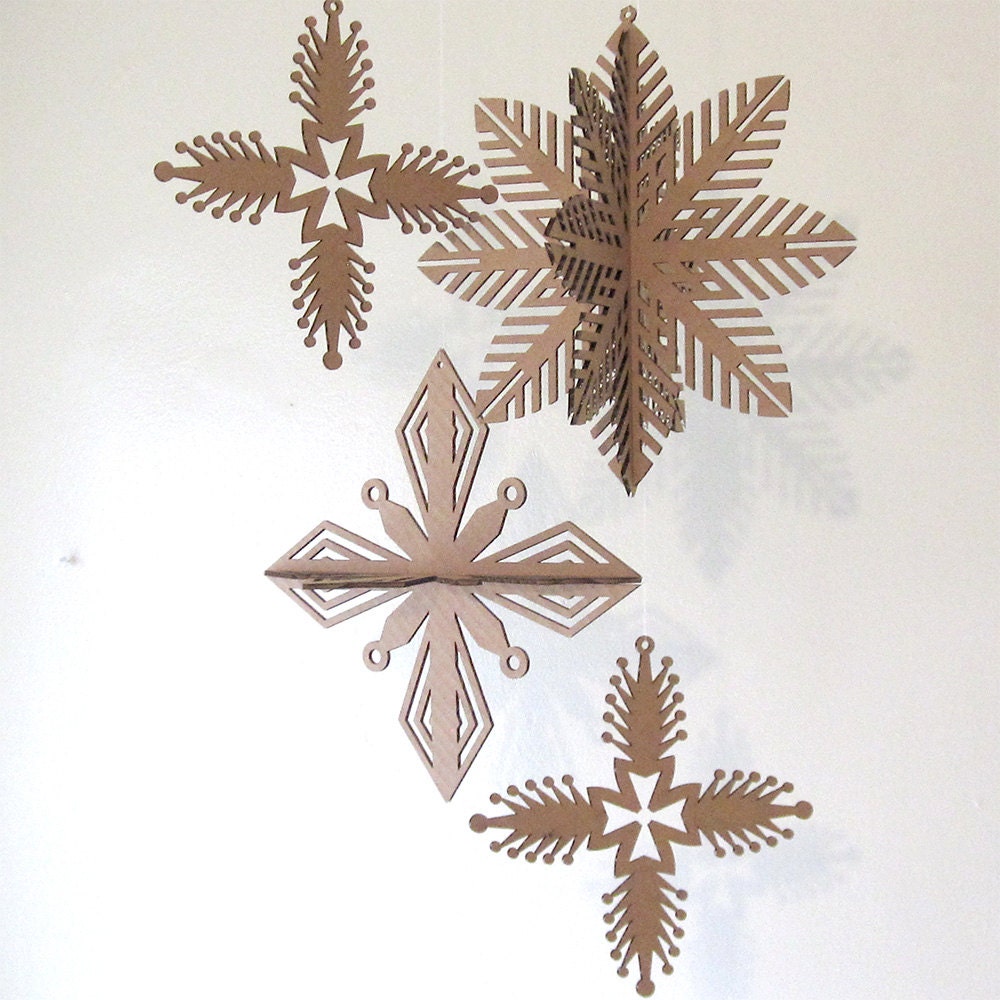 Laser Cut Snowflakes - Cardboard Winter Christmas New Year Hanging Decorations - FabParlor