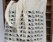 Birdie print long handled cotton tote