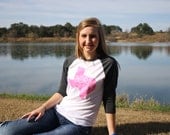 XLARGE Born & Raised Texas Pink State Cotton Baseball T Shirt tee shirt Native Texan Women Womens