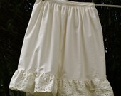 Organic cotton Petticoat-double layered with two tiers of of lace and embroidered detail- READY TO SHIP 28" waist