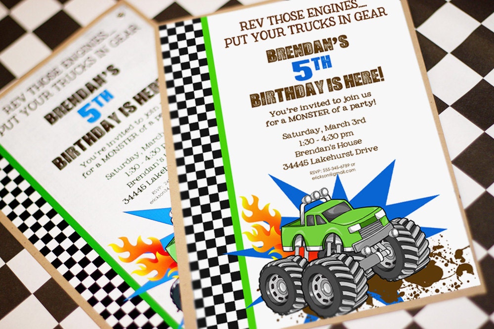 MONSTER Truck Invitation - Monster Truck Party - Monster Truck Birthday - Amanda's Parties TO GO Il_570xn