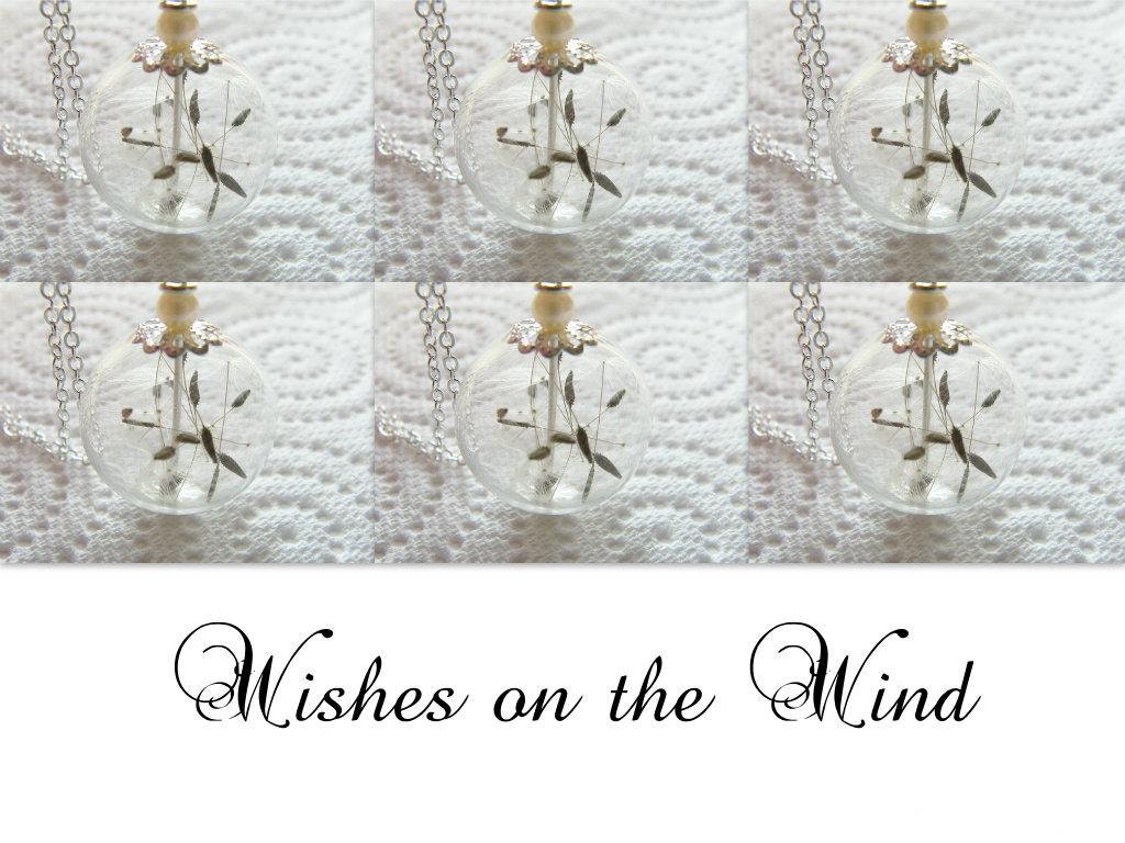 Bridesmaid Gift Set Of 6 Dandelion Wish Necklaces - Handblown Glass Orb - Wedding Jewelry - MAKE A WISH