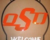 OSU yard hanging sign. OSU. Oklahoma State Cowboys, Yard metal flag.
