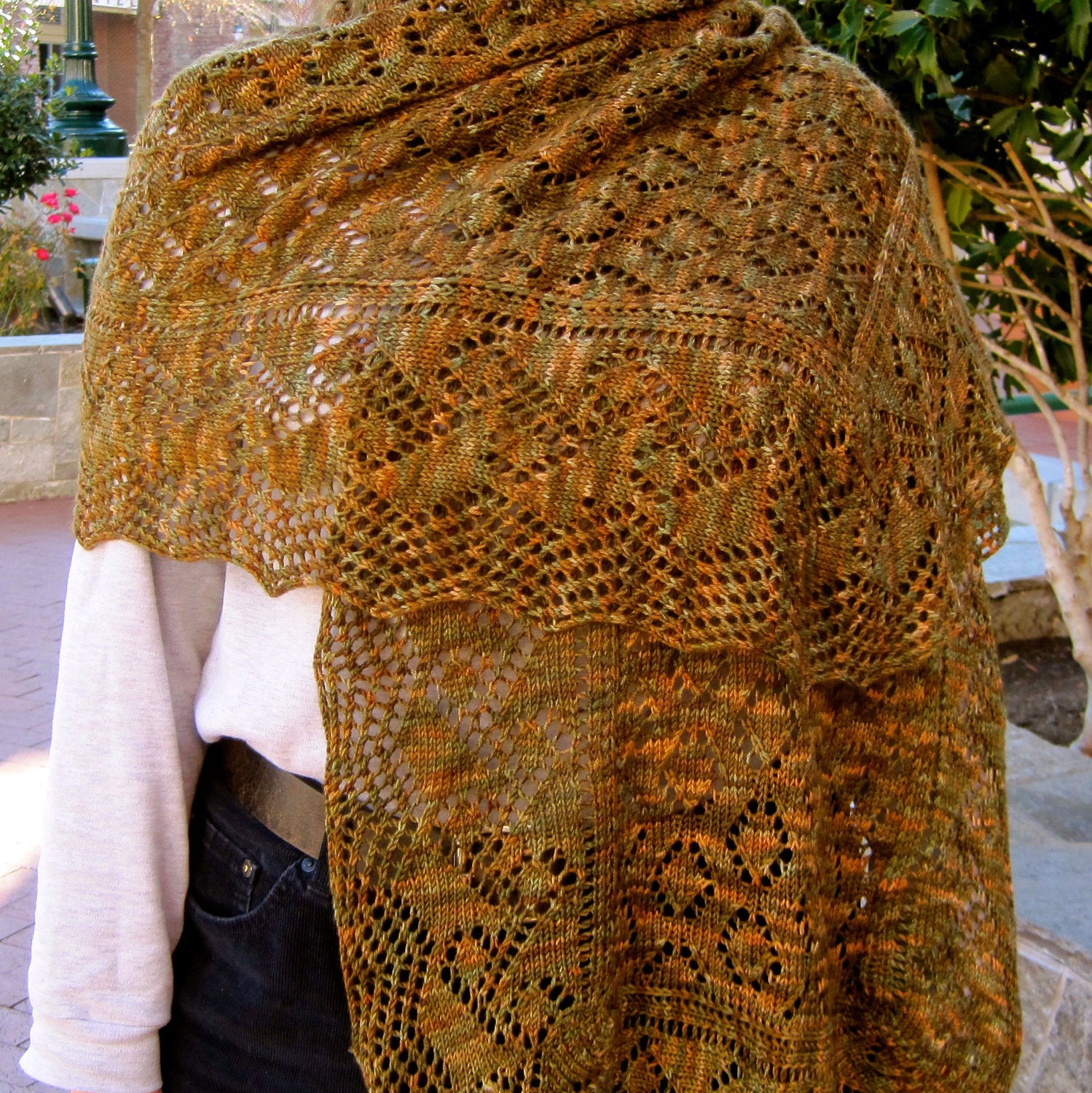 Knit Wrap Pattern:  Mrs. Montague's Wide Bordered Wrap Knitting  Pattern
