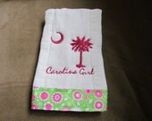 UNC Carolina Girl Embroidered Burp Cloth