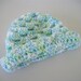 Boy Newborn Baby Hat in Blue, Green, and White Granny Style