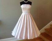 Tea Length Wedding Dress TINY BUBBLES, Satin Strapless