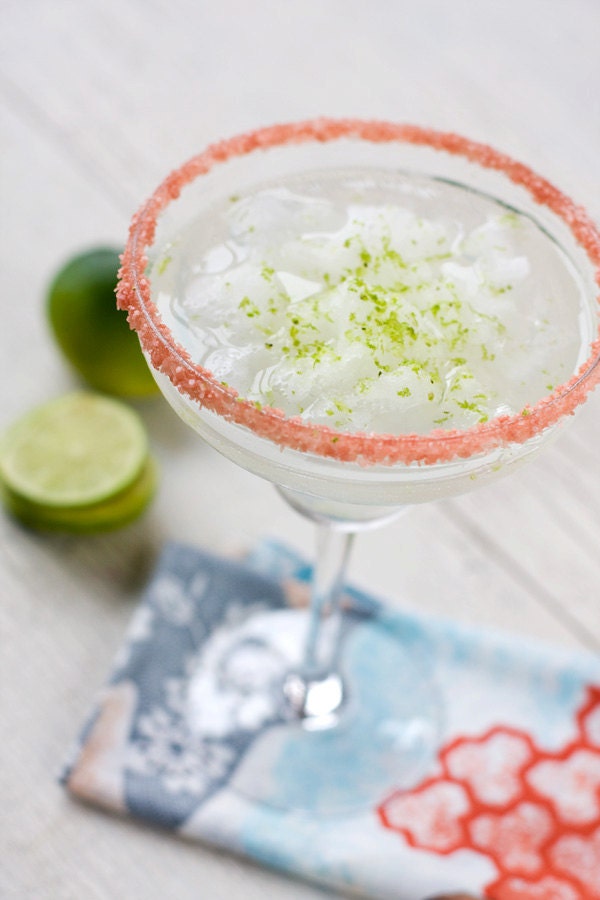 Pink margarita salt - colored bar salt for your sweet and spicy margarita drinks - gourmet salt rim - recipes included