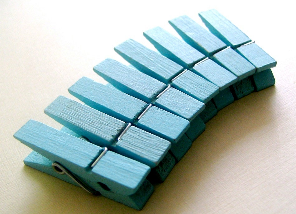 New Color 24 pcs Clothespins Tiffany Blue Medium Size (35x8mm)