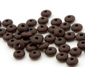 Small wood saucer vintage Czech beads 4 x 8mm - dark brown espresso - 50 pieces