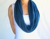 knit wrap infinity scarf cowl snood in peacock blue