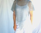 Lacy Knit Poncho Coverup of Linen and Rayon