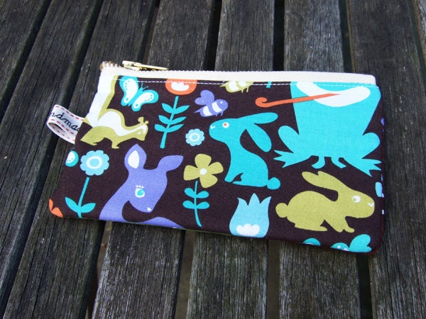 Cute Animal Fabric Zip Purse for coins  / mobile  / makeup cosmetics
