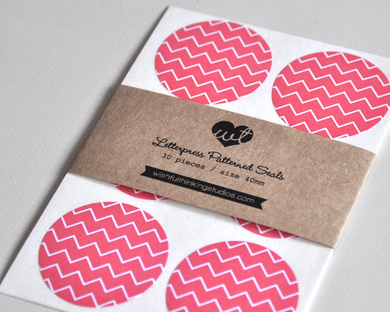 Letterpress Patterned Seals - Honeysuckle Chevron (30pcs)