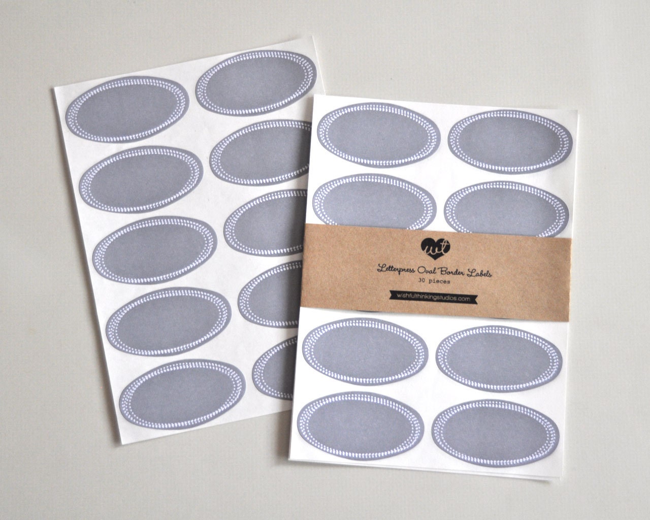 Letterpress Oval Border Labels - Dots Border (30pcs)