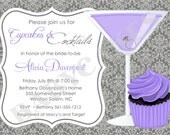 Cupcakes and Cocktails Bridal Shower Invitation Bachelorette Birthday DIY Printable Invitation