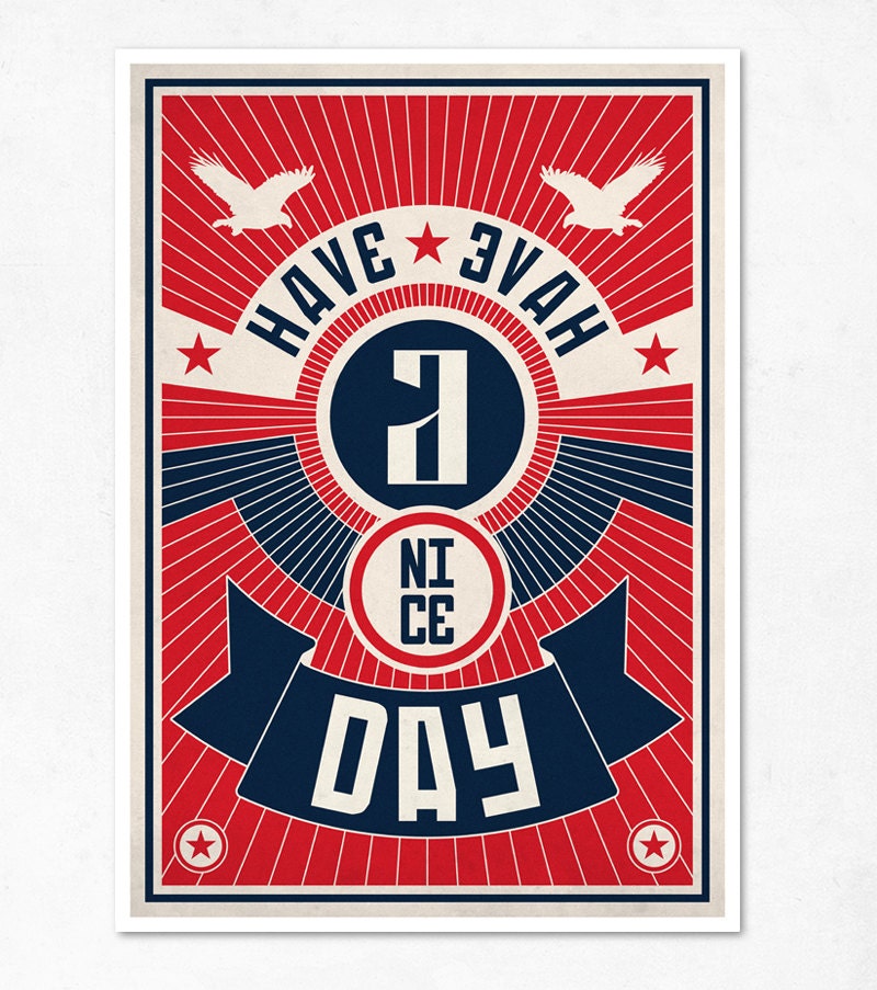 LARGE illustration print 11.70 x 16.50 (A3). Have a nice day. (Special spring offer: Get a geometric poster for free)