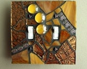 Golden Glamour  -  Handmade Double Mosaic Light Switch Cover Wall Plate