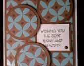 Blue and Brown Happy Birthday Card with raised embellishments