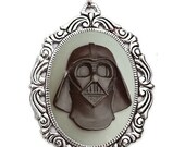 Darth Vader Necklace - Star Wars Cameo Jewelry - Grey