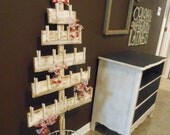 Christmas Tree Christmas Card Display over 4 ft tall Created from old fence pickets and clothespins to Use for Advent Calendar too BEST EVER
