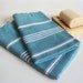 SET 2 Head and Hand Towel Peshkir - Oil Blue (white striped)