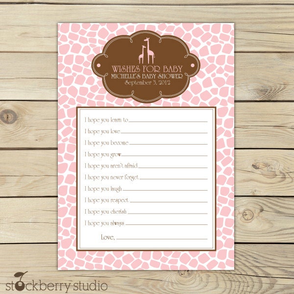 Giraffe Print Baby Shower for Baby Advice Printable Card Il_570xn