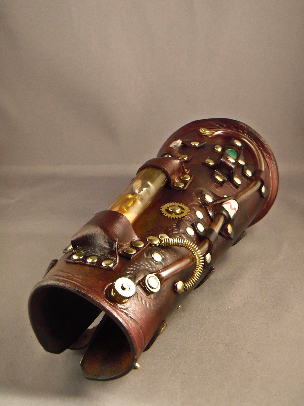 Steampunk leather bracer - Chronos -