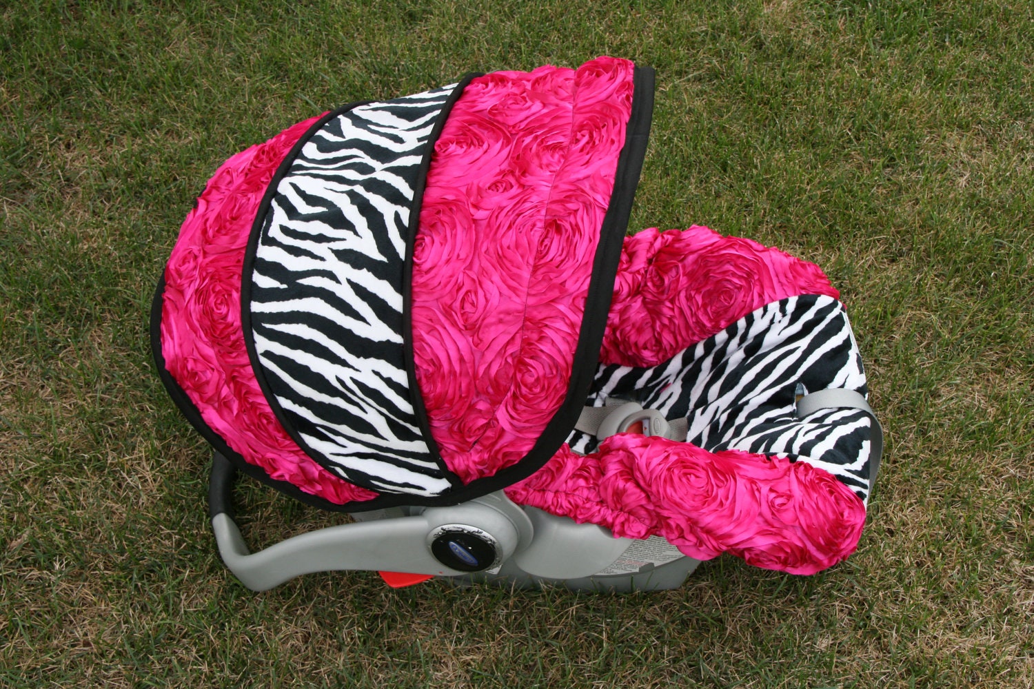 3d Rose Zebra Minky  Infant car seat cover- Custom Order
