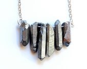 PLUTO silver moonbeam aura crystal fringe necklace