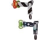 Boys Pacifier Clip Set of 2 in Giraffe and Brown Chevron - Cute Baby Gift