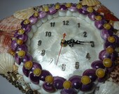Mosaic Wall Clock ,Unique Seashell Clock, One of a kind Handmade Natural Seashell Wall clock, Christmas Sale