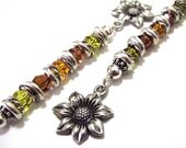 Autumn Inspired Earrings Swarovski Crystals Sunflower Charm