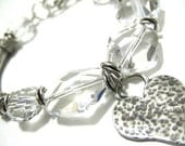 Asymmetrical Artisan Bracelet Sterling Silver Crystal Quartz Jewelry