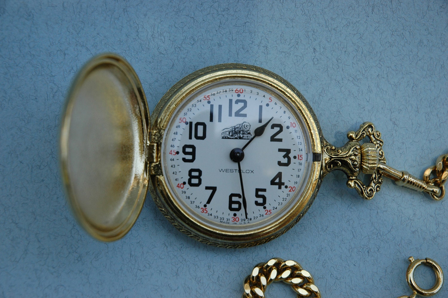 Vintage 1970's Westclox Railroad Style Pocket Watch by artdecotime