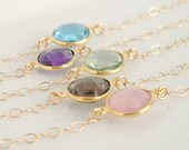 Bezel Gemstone Bracelets 14k Gold Filled Chain Vermeil Bezel Stacking Bracelets Five Gemstones You Choose Color SALE