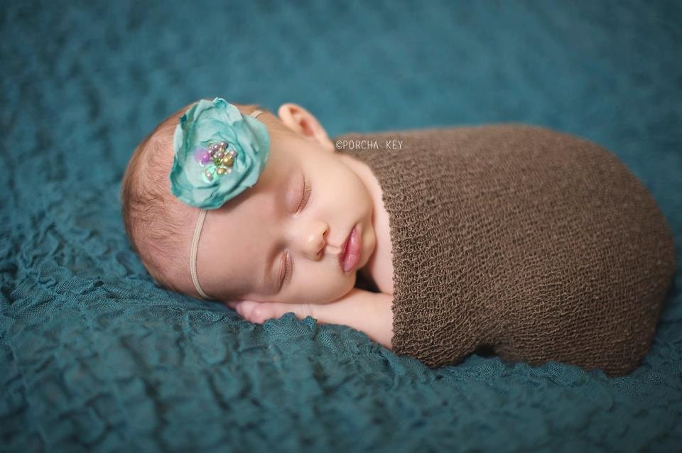 SALE-Sage Green Handmade Flower on Ivory Lace Headband (Newborn)