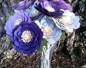 Handmade Paper Flowers  - Stemmed Daisy - Purple - Lavender - Grey - Wedding - Birthday - Special Events - Set of 12 - Made To Order