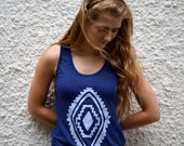 Tank Top - Dark Blue with White Diamond