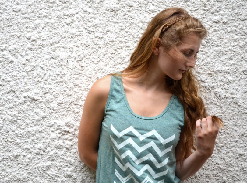 Tank Top - Light Green with White Chevron