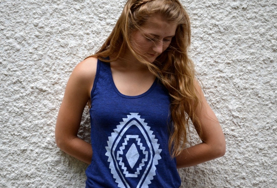 Tank Top - Dark Blue with White Diamond