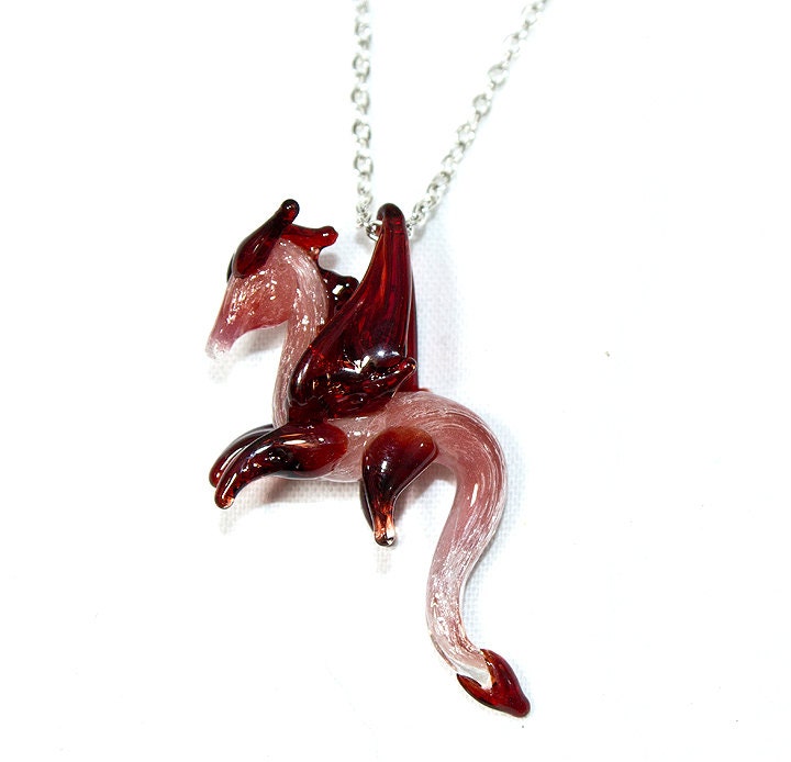 Ruby Lampwork Glass Dragon Pendant Bead