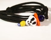 Skull Necklace Pendant Necklace Lamp Work Bead  Day of the Dead