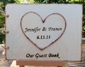 Rustic Wedding Guest Book - Beautiful Wood Guest Sign-In Book with Large Personalized Heart
