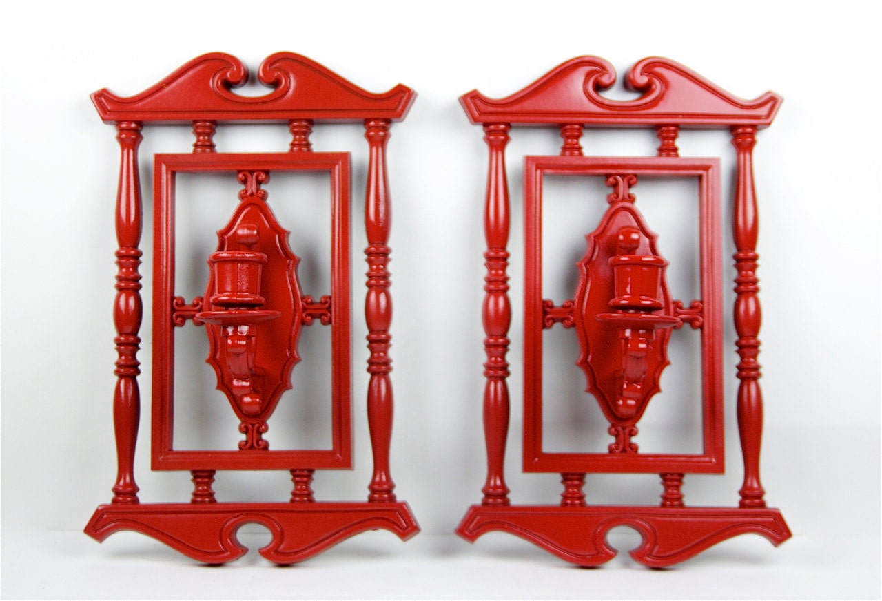Red Candle Holders Wall Sconces - Dramatic and Bold