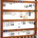 Wood Earring Holder - Jewelry Organizer, Cherry, Wall Mount, plus Necklace Bar. Holds up to 96 Pairs of Earrings plus 10 Jewelry pegs.